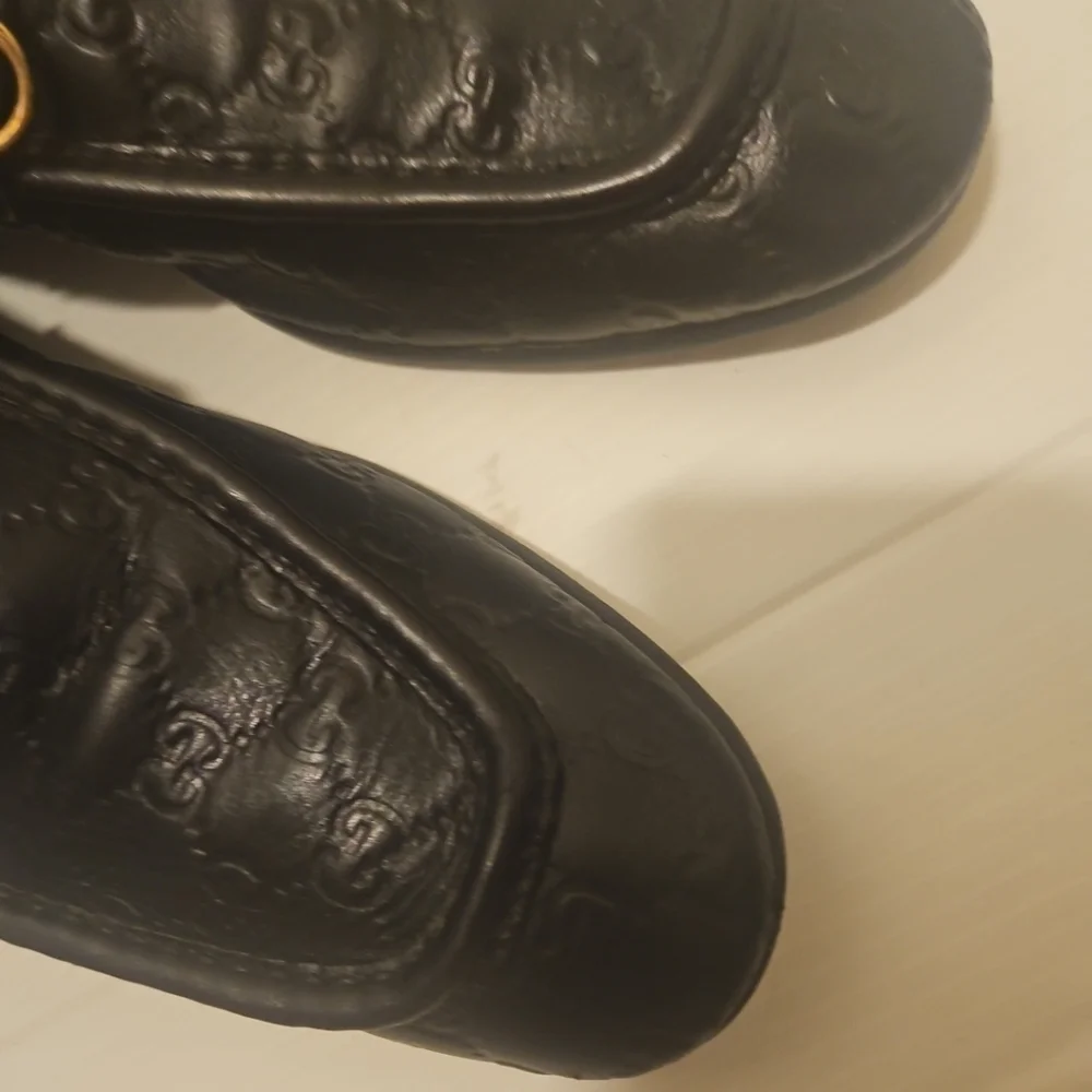 Gucci Tom Ford Era GG Monogram Black Embossed Leather Loafers Size 11.5 - Picture 9 of 14